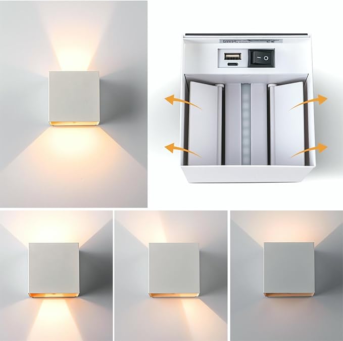 Battery Operated Wall Sconce Set of 2, Motion Sensor Light Indoor, 6000mAh Wall Lights Rechargeable, Magnetic Cordless LED Energy Saving Night Lights for Hallway Stairway Porch, White