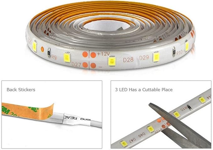 Motion-Activated Digital LED Under Bed Lighting System with Motion Sensors 2 * 3.3ft / 1m Motion Sensor LED Night Light, Dimmable Warm White for Queen/King/Cal.King Size Bed