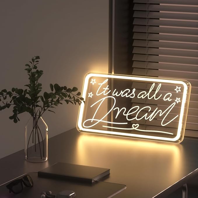 It was All a Dream LED Neon Sign for Wall Decor USB Adjustable Brightness Living Room Bars Barbers Pub Wedding Party Salon Club Gatherings Christmas Birthday Art Wall Decor