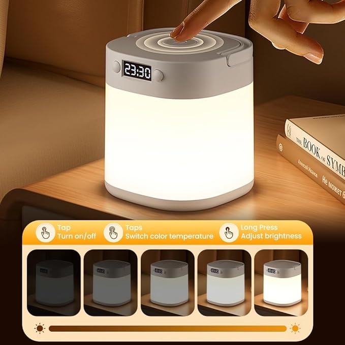 Touch Night Light for Baby Nursery, Small Cordless Lamp, Dimmable Portable Rechargeable Battery Operated Night Light, Wireless Bedside Mini Lamp for Bedroom, Bathroom(3.74x4.13in)