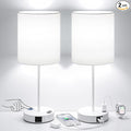 White Touch Lamps for Nightstand Set of 2 - Bedside Table Lamp for Bedroom with Dual USB Ports & AC Outlet, 3-Way Dimmable Lamps for Living Room Boys Room, Night Light with 5000K Daylight Bulbs