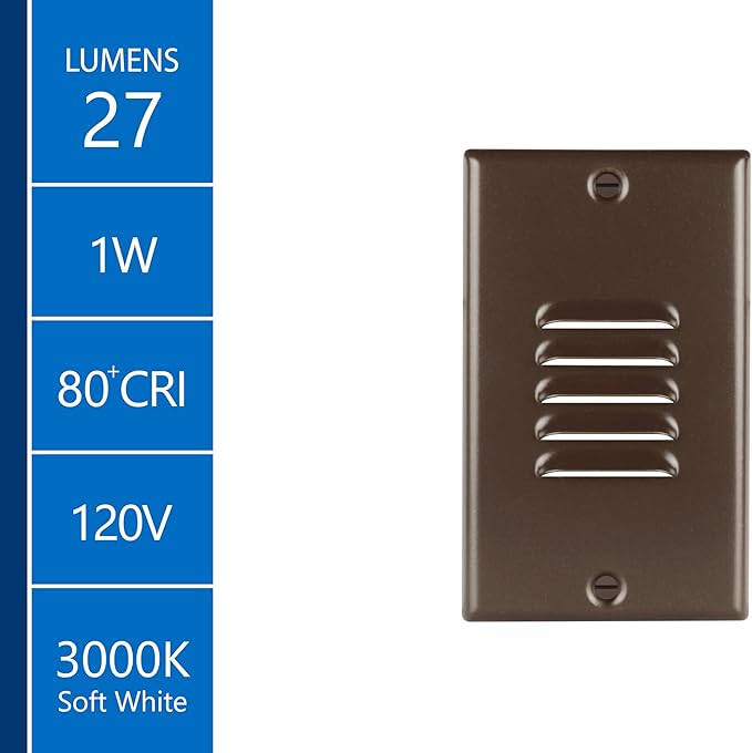 STP2 Vertical Louvered Oil-Rubbed Bronze LED Step Light with Photocell (STP2L120VOBPC)