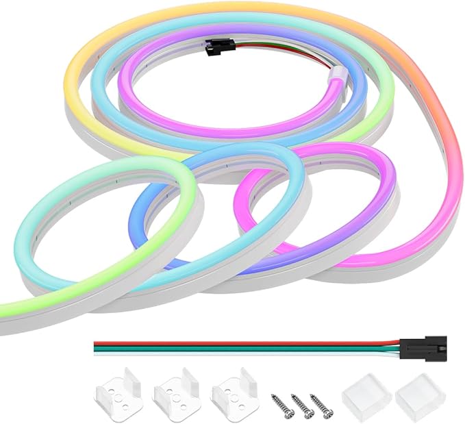 BTF-LIGHTING WS2811 IC RGB Chasing Color Neon Light 9.8FT DC24V 54IC 108LED/m T0817 IP67 Waterproof Flexible Addressable Rope LED Strip for Wall Bedroom Indoor DIY Decor (No Adapter or Controller)