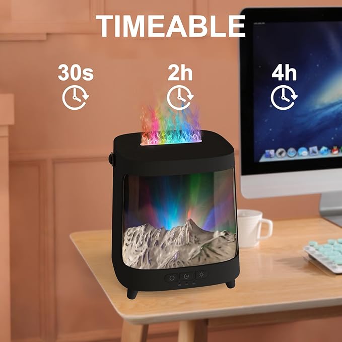 Essential Oil Diffuser, Upgraded Portable Aurora Flame Aromatherapy Scent Aroma Diffusers, 200ml Ultrasonic Cool Mist Humidifiers, Timer & Auto-Off for Home, Room