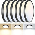 slochi 6 Pack 12Inch Flush Mount Ceiling Light Fixtures -3000K-4000K-6500K Flat Led Lights for Room Ceiling,Ultra Thin Round White Ceiling Lights for Living Room,Bedroom,Kitchen,Bathroom