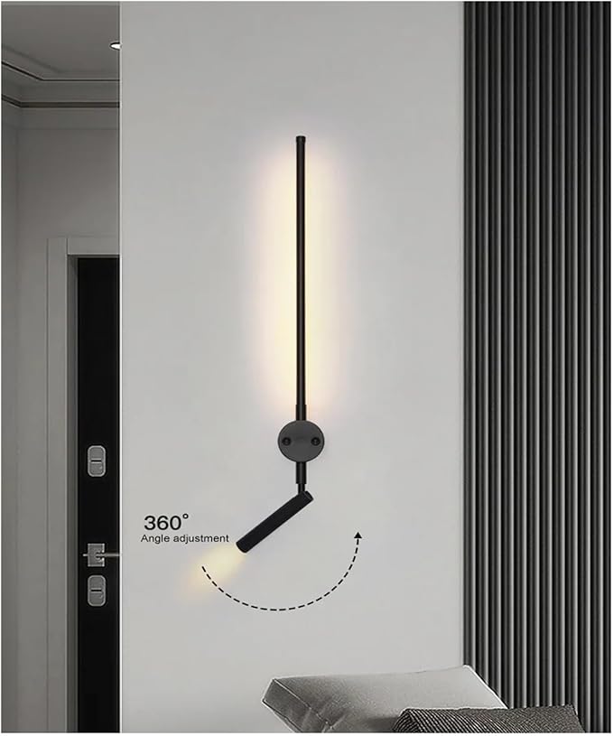 Minimalist Lines LED Wall Lamp Bedroom Decoration Indoor Living Room Fixture Black Wall Lights Stair Hallway Background Sconces,Energy Conservation Wall Light