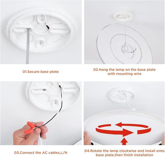 TALOYA Flush Mount Ceiling Light with Remote,3000K-6500K Adjustable,2000K Nightlight,15.8 Inch, Led Low Profile Ceiling Lights for Bedroom, Living Room, Kitchen, White