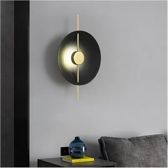 Modern Minimalist Living Room Background Round Creative Bedroom Bedside Designer Villa Hotel Led Lighting,Elegant (Black)