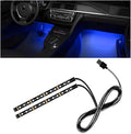 Car Interior LED Strip Light, 12V 24 LED Waterproof Neon Ambient Night Light with USB Port, Automotive Atmosphere Decorative Under Dash Lighting Kit, Car Accessories (Blue)
