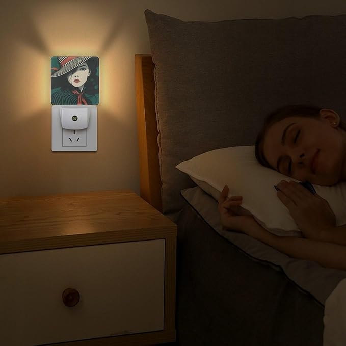 Plug in Night Light with LED & Smart Light Sensor, Stripe Concerto Auto-On/Off Night Lights Plug Into Wall for Bedroom, Bathroom, Hallway, Stairway