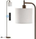 Floor Lamp with Linen Shade, Dimmable Tall Standing Lamp with Remote Control & 3 Color Temperatures, Modern Corner Floor Lamps for Living Room Bedroom Office, 9W LED Bulb Included