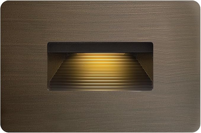 Hinkley Landscape Lighting Luna Horizontal 120v Step Light, Integrated LED 2700K, Line Voltage, Dimmable, Matte Bronze