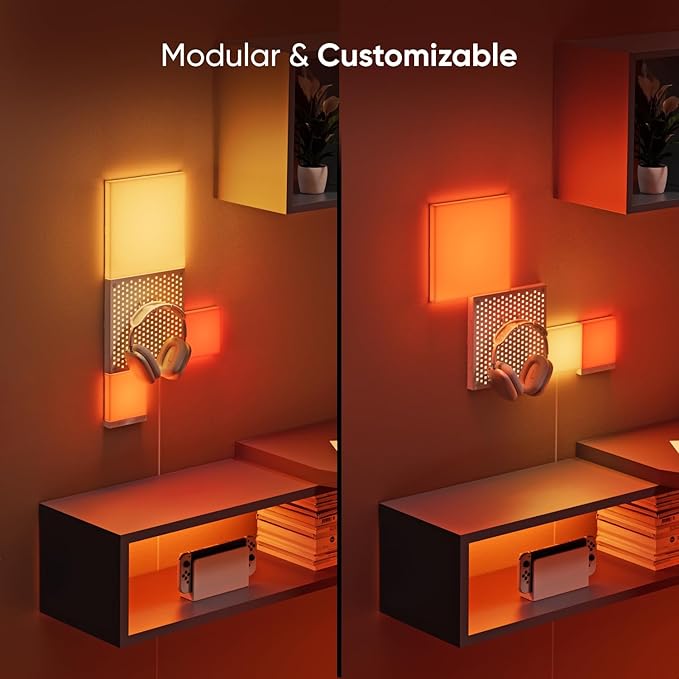 Nanoleaf Blocks Combo S Smarter Kit, Indoor RGBW WiFi Wall Light Panels, 4pk