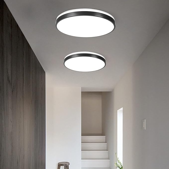 HOREVO 24W LED Ceiling Lamp Black Flush Mount Ceiling Light Fixture with Bluetooth Speaker with Remote Control,RGB Color Changing Light for Bedroom,Living Room,Kid's Rooms,Kitchen.(Need Wired)
