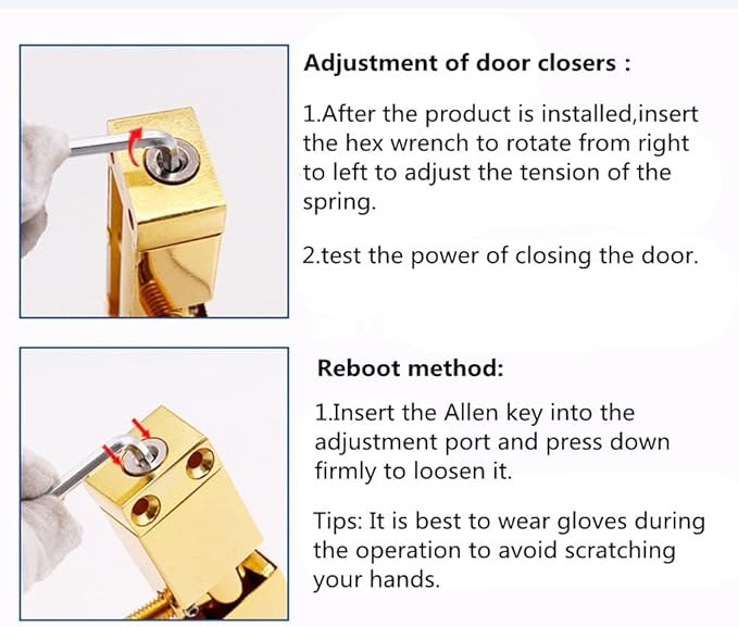 Generic Stainless Steel Automatic Door Closer, Adjustable, Surface Mounted, for Residential/Commercial use, Gold Finish