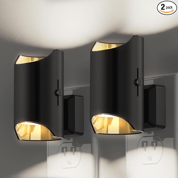 L LOHAS LED Night Lights Plug into Wall, Bright Night Light, 5000K Daylight White, Dimmable Nightlights with Light Sensor, Decorative Nightlight for Hallway Bathroom Kitchen, 2 Pack