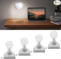 Battery Operated Light Bulb with Pull Chain, 4Pack Wireless Stick-Up LED Closet Light Bulb, Self Adhesive Wall Mounted Light Fixture for Cabinet Bedroom Living Room Kitchen, Clear Cover