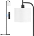 Floor Lamp with Linen Shade, Dimmable Tall Standing Lamp with Remote Control & 3 Color Temperatures, Modern Corner Floor Lamps for Living Room Bedroom Office, 9W LED Bulb Included