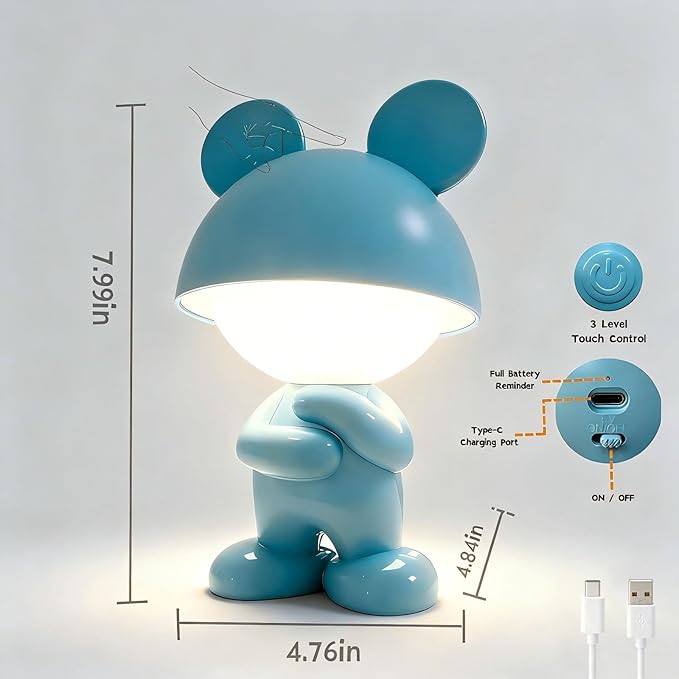 Night Lights for Kids,Rechargeable TableLight,Touch Bedside Lamps,Cordless Dimmable Warm White Light,Baby Nursery,Breastfeeding,Sleep Aid,Bluey Easter Gifts for Newborns Toddlers Boys Girls