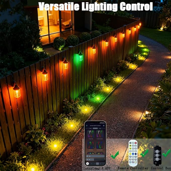 Outdoor Ground Lights 31FT Patio Decorations Smart Outdoor Lights 24V with IC+RGB 20 Pathway Light IP67 Waterproof for Christmas Holiday Party APP/Remote Control (unconnectable)