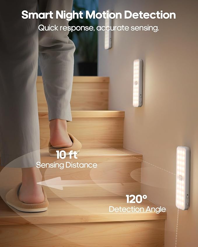5 Pack Under Cabinet Lighting Wireless, Small 6'' Led Rechargeable Motion Sensor Light Indoor, 3CCT Dimmable Closet Light, Stick on Magnetic Under Counter Light for Pantry, Bookshelf, Stairs