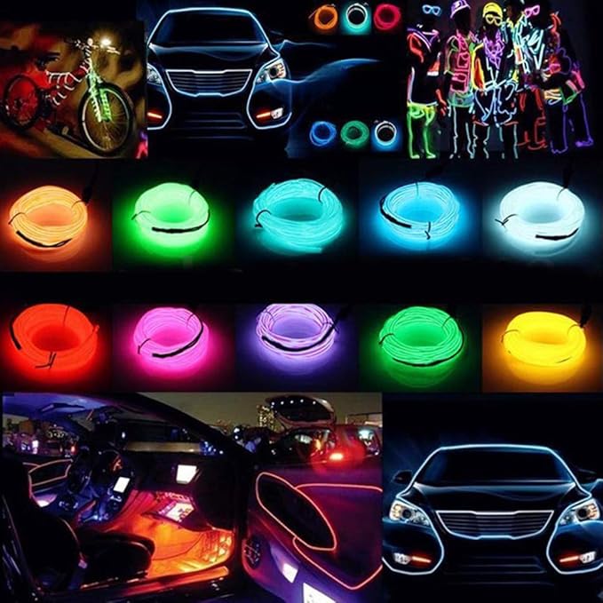 ABALDI El Wire Neon Light, Car Interior LED Lights for Xmas Halloween Christmas Car Interior Decoration(3m/9ft, Fluorescent Green)