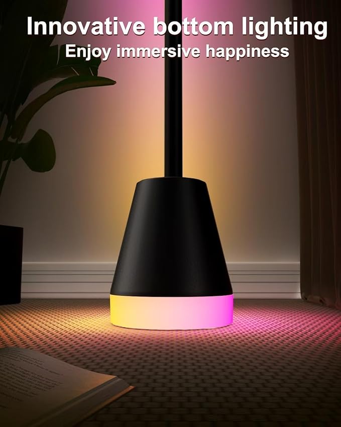 Smart RGB Corner Floor Lamp - 1700 Lumen LED with APP, Remote & Button Control, Color Changing Ambient Mood Lighting for Living Room, Bedroom, Game Room, Home Decor