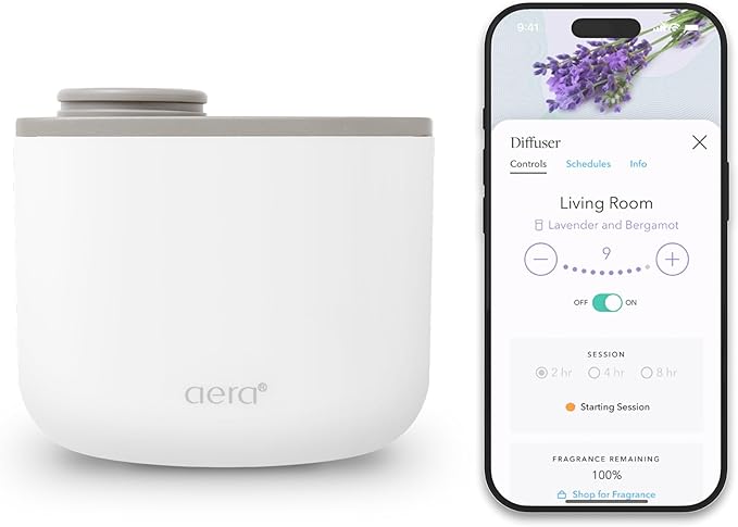 AERA Mini Waterless Plug-in Essential Oil Diffuser for Rooms 100–400 Sq Ft – Smart Aromatherapy Machine with App & Alexa Control – (Fits 12.5 mL Capsules – Sold Seperately) – White