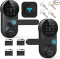Keyless Entry Door Lock with Lever Handle: SMONET WiFi Smart Locks for Front Door Keypad Lever App Remote Control 2-Pack,Fingerprint Smart Deadbolt,Auto Lock,Black