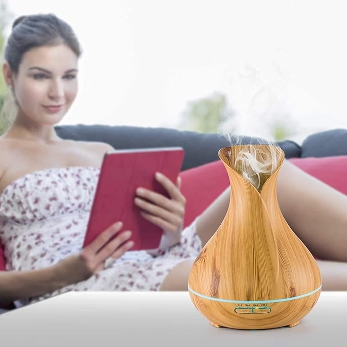 Aroma Diffuser, 550 ml Essential Oil Diffuser, Humidifier for Aromatherapy, Adjustable Mist Output, 7 Colour Levels (550 ml Remote Control), 846469, 27 x 15 cm