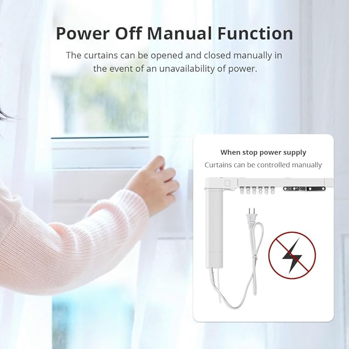 Matter-Certified WiFi Motorized Curtain Track, Smart Electric Curtains with Remote, Compatible with Apple Home, Alexa, Google Assistant, SmartThings (3.1m (122inch))