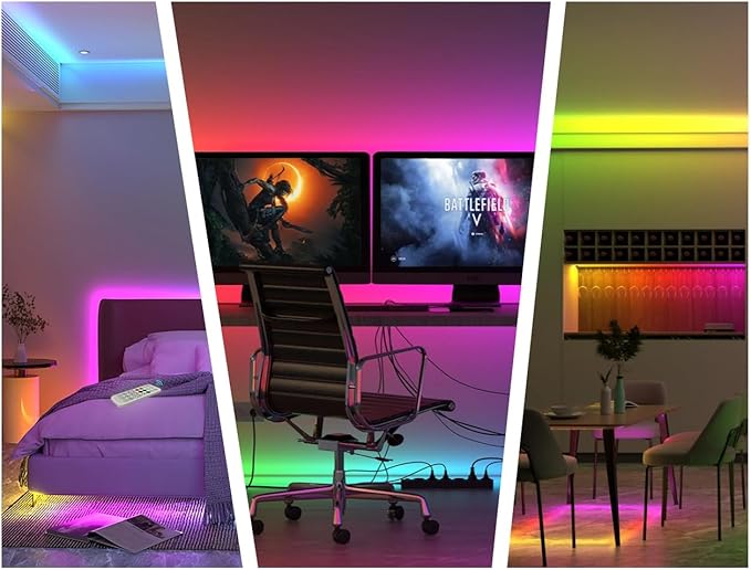 RGBW COB LED Strip Light Kit,16.5ft Color Changing Multicolor Neutral White, Cuttable Adhesive Lights Strip ETL Listed for Bedroom Party Decoration with Remote & APP Control (AC/DC Adapter Included)