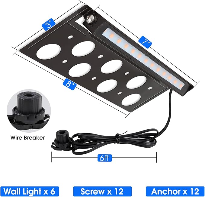 Energetic 7 Inch Retaining Wall Lights, Outdoor LED Step Lights, 4W Low Voltage Landscape Lighting, Waterproof Hardscape Lighting, 12V-24V AC/DC, 3000K Warm White, with Wire Breakers, FCC, 6 Pack