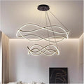 Modern Home Decor Led Lights Pendant Light Lamps for Living Room Chandeliers for Dining Hanging Indoor Lighting,Modern LED Chandelier(RC Remote dimming,Black-D80 50cm)