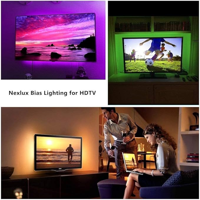 Nexlux LED Lights for TV/Monitor Backlight 8.2ft USB APP Controlled with Remote, DIY Colors for Gaming Lights, Ambient Lighting Kit