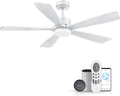 52 Inch Smart Ceiling Fans with Lights and remote,Eco-friendly wood ceiling fan Voice Control via WIFI Alexa App,Quiet DC Motor,Dimmable LED,Modern Ceiling Fan for Bedroom,Living Room,5 blade Fan