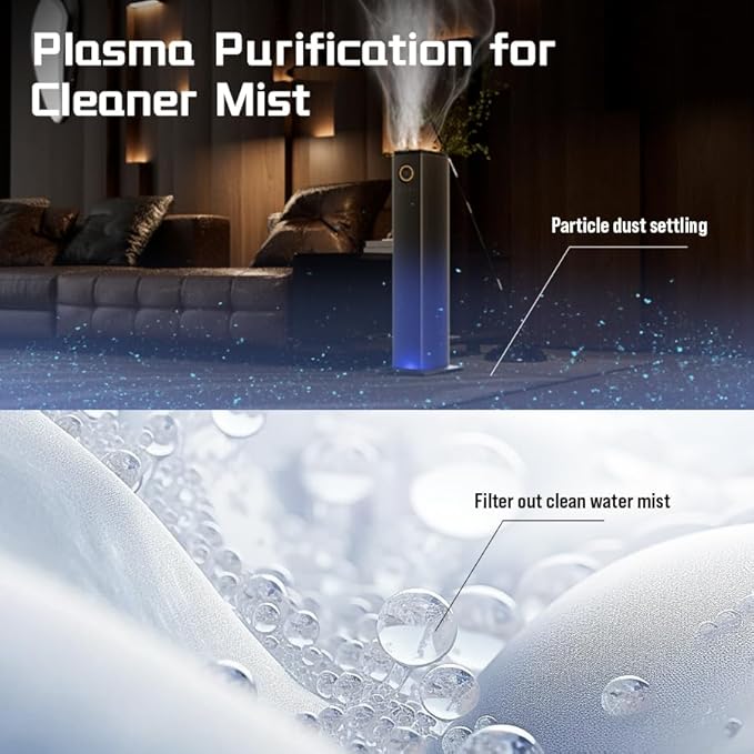 13L Top Fill Cool Mist Humidifier, Smart Remote Control, Large Room Coverage, 32-inch Tower Design, Color-Coded Display