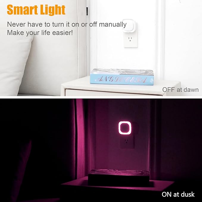 2 Pack Plug in Pink Night Light for Girls, Dimmable Nursery Light with Dusk to Dawn Sensor, Gentle Eye-Caring Glow for Midnight Feedings, Kids Room, Princess-Themed Bedroom, Bathroom, Hallway