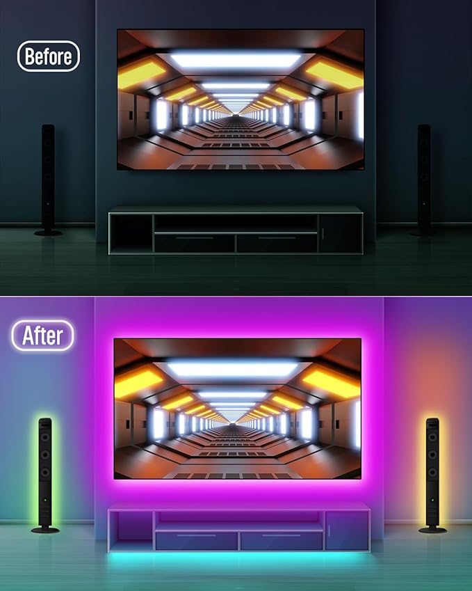 LED Lights for TV Led Backlight, 16.4ft LED TV Backlights for 45-75 inch USB TV Behind Lighting Color Changing RGB TV Led Light Strip with Remote Music Sync Bluetooth APP Control for Bedroom Gaming