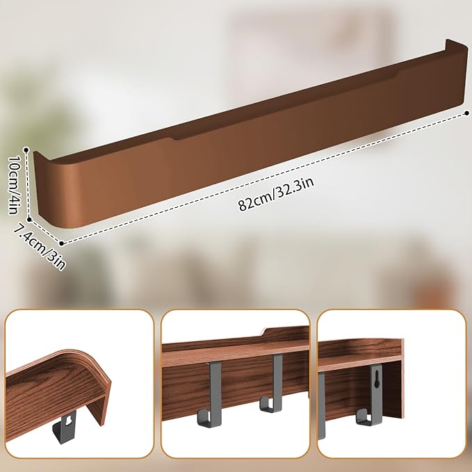 Coat Rack Wall Mount Entryway Organizer Modern Key Holder Wall Mount with Wooden Shelf Entryway Hooks for Bedroom Kitchen Hallway Bathroom for Hanging Coats Hats Dog Leashes Bags Towels