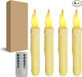 Yellow Flameless Short Taper Candles, Real Wax Hand Dipped LED Battery Operated with Remote, Flickering Flame Lights for Festival Home Décor, 6.7 Inch Primitive Flameless Candles, 4PCS