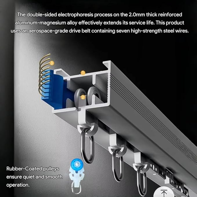 Mini Smart WiFi Curtain Track System Motorized for Ripple Fold, Automatic Curtain Opener with Remote, Electric Drapery Rods Compatible with Alexa & Google Home (7 meters (275.6 inches))