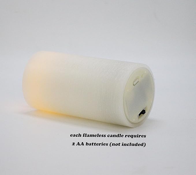 Flickering Flameless Candle with 3D Moving Flame, with Remote and Timer, Real Wax Candles, LED Pillar Water Ripples Battery Operated Candle for Wedding, Christmas, Home Decor(Ivory)