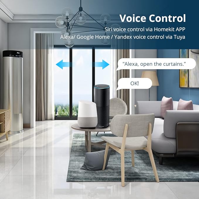 Smart Curtains System, Electric Curtain Track Works with Apple Homekit, Automatic Curtain Opener with Electric Curtain Tracks, Compatible with Alexa Google Home Apple Home (2.1M (82.6 inch))