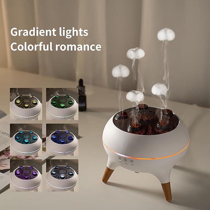 Dynamic Jellyfish Diffuser Humidifier, 7 Colors LED Lights 250ml Essential Oil Diffuser,Remote Control Humidifier for Bedroom & Office