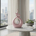 Pink White Modern Sculpture Table Decorations, Ceramic Knick Knacks Statues for Living Room Decor, Tv Stand and Desk Decor, Suitable for Coffee Tables and Shelf Decorations, Great Gift Idea