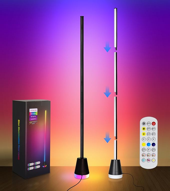 Corner Floor Lamp, Smart RGB LED Corner Lamp with App and Remote Control, 16 Million Colors & 68+ Scene, Music Sync, Timer Setting,Ideal Standing Lamp for Living Rooms,Bedrooms,Gaming Rooms