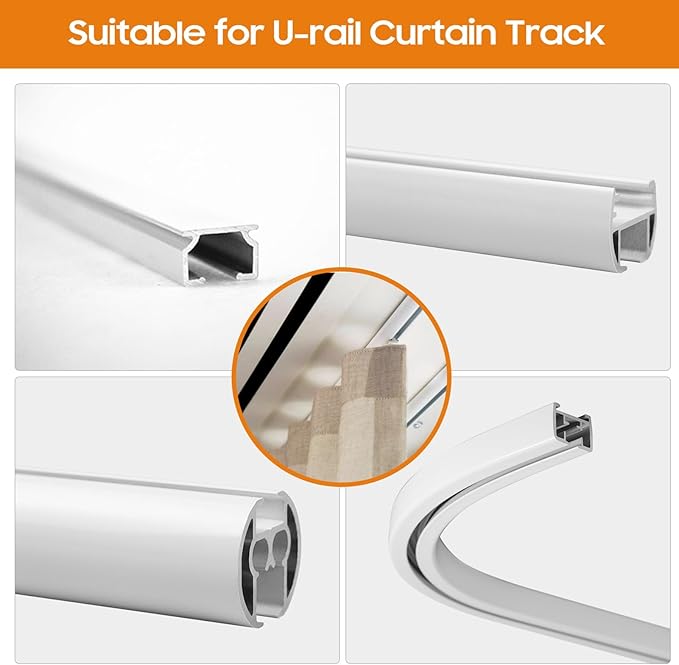 Wireless Automatic Curtain Motor for Track and Rod Systems - Smart Home Automation Device with Bluetooth Connectivity and Integrated Sensors - 4000mAh Rechargeable Battery (U-rail Type Pack of 1)