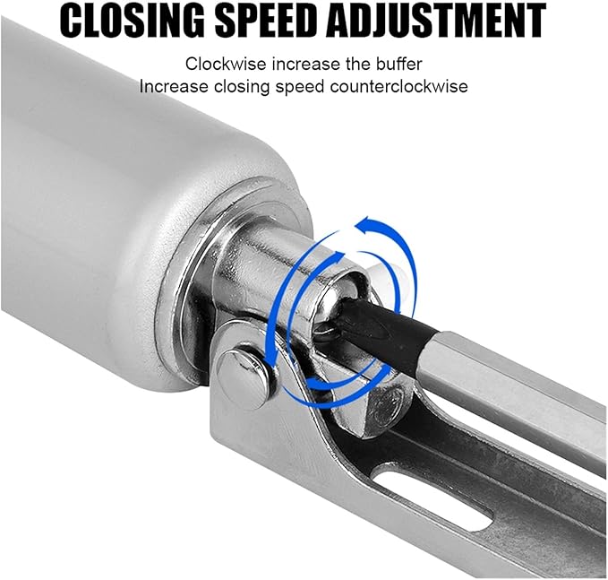 Automatic Door Closers, 25-45KG Gas Spring Automatic Door Closer Mute 90 Degrees Within The Positioning Stop Adjustable Buffer Force Soft Closing Device Door Opener(Type a Brown)
