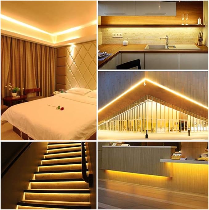 BTF-LIGHTING FCOB COB LED Strip 528LED/m DC12V Warm White 3000K Flexible High Density Uniform Light 14W/m 16.4FT CRI 90+ 10mm Width Black FPCB for Indoor Decor(No Adapter or Controller)